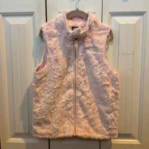 EUC toddler size 6 light pink furry North Face vest